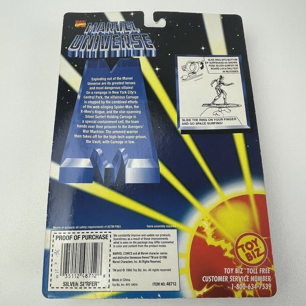 Marvel Universe Silver Surfer Space Surfing Action Figurine Toy Biz 1996 Sealed